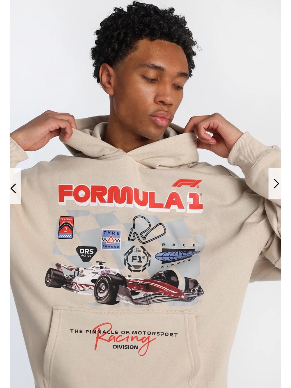 Formula 1 Racing Graphic Hoodie - Beige